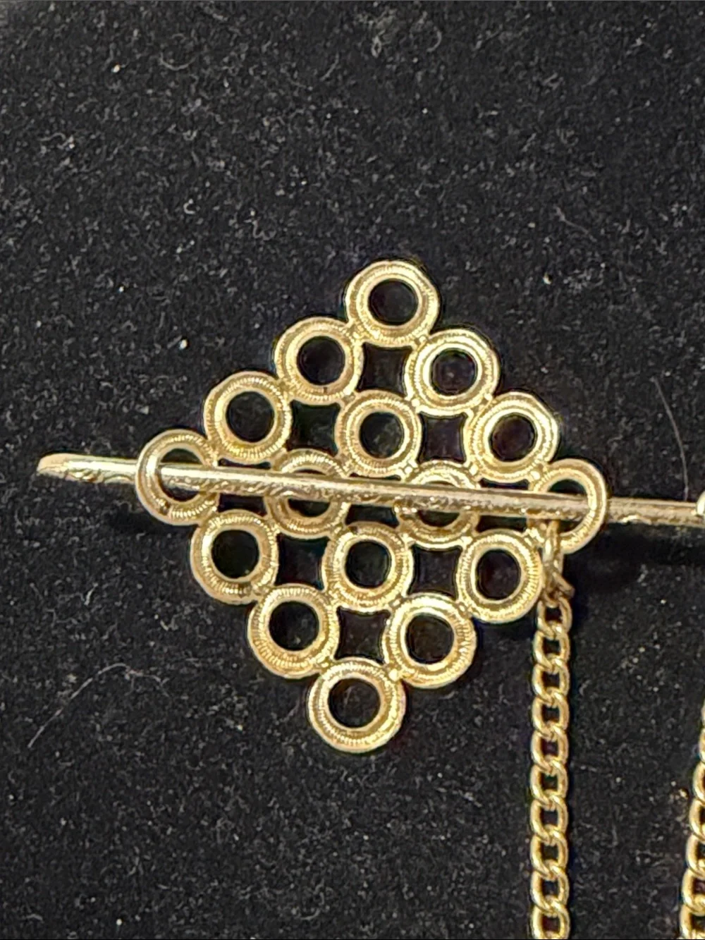Vintage Gold Geometric Scarf Slide Pin Chain